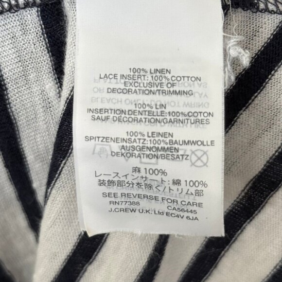 J. Crew 100% Linen Stripe Pom Pom Tassel Short Sleeve Tee Shirt - Medium - Picture 4 of 4